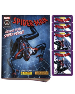 Colección Spiderman - Spiderverse 2023. Álbum Pasta Suave Mas 4 Sobres